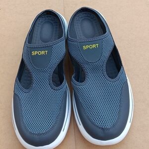 SPORT Men's Hollow Out Mesh Gray Slip-On Sandals - 46